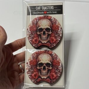 Skull and Floral Car Coasters
